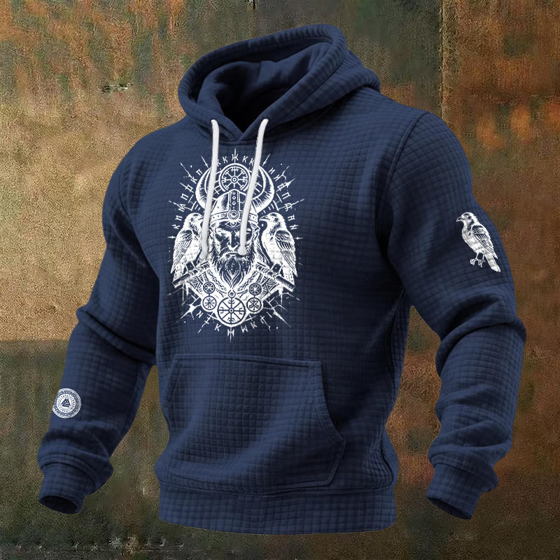 WorldNorse Norse Huginn & Muninn Waffle Hoodie - Blue - US/UK/AU48，EU58 (4XL) - image 4
