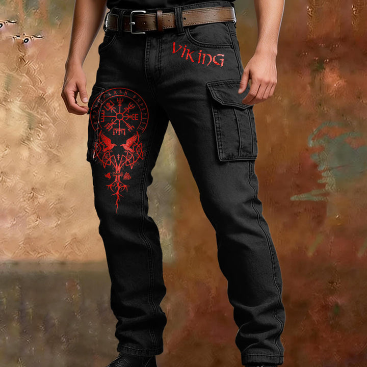 WorldNorse Viking Red Vegvisir Yggdrasil Cargo Pants - image 1