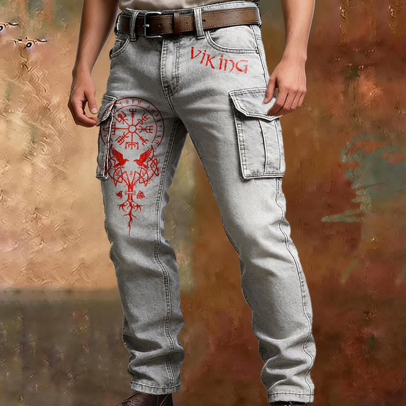 WorldNorse Viking Red Vegvisir Yggdrasil Cargo Pants - image 3