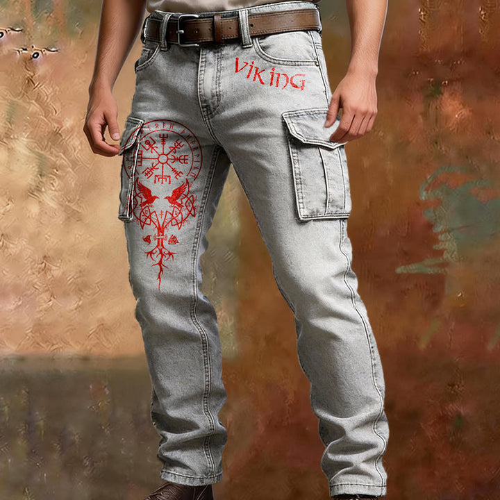 WorldNorse Viking Red Vegvisir Yggdrasil Cargo Pants - image 3