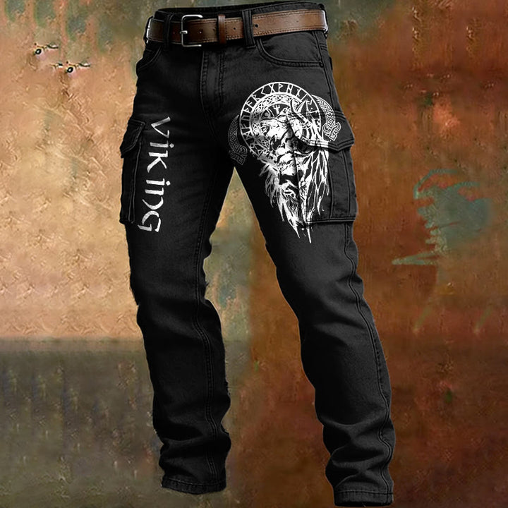 WorldNorse Viking Odin Rune Totem Cargo Pants - Black - US/UK/AU50，EU60 (5XL) - image 2