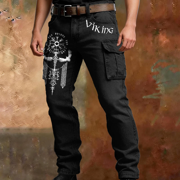 WorldNorse Norse Vegvisir Staff Raven Cargo Pants - image 1