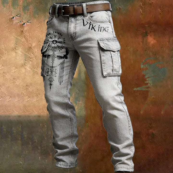 WorldNorse Norse Vegvisir Staff Raven Cargo Pants - White - US/UK/AU50，EU60 (5XL) - image 2