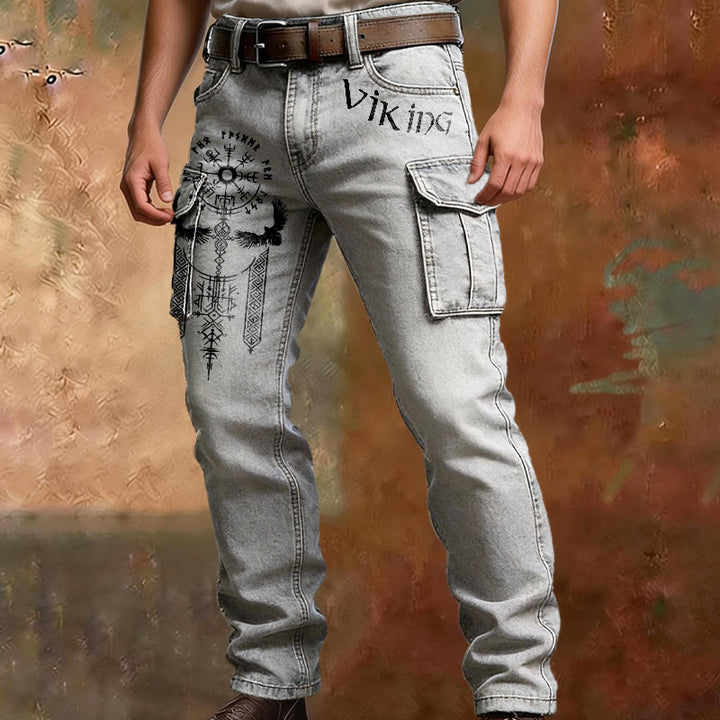 WorldNorse Norse Vegvisir Staff Raven Cargo Pants - image 3