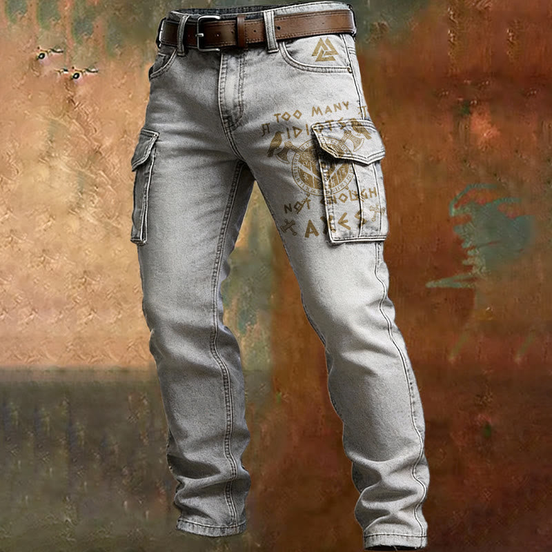 WorldNorse Viking Valknut Axe Rune Cargo Pants - White - US/UK/AU50，EU60 (5XL) - image 2