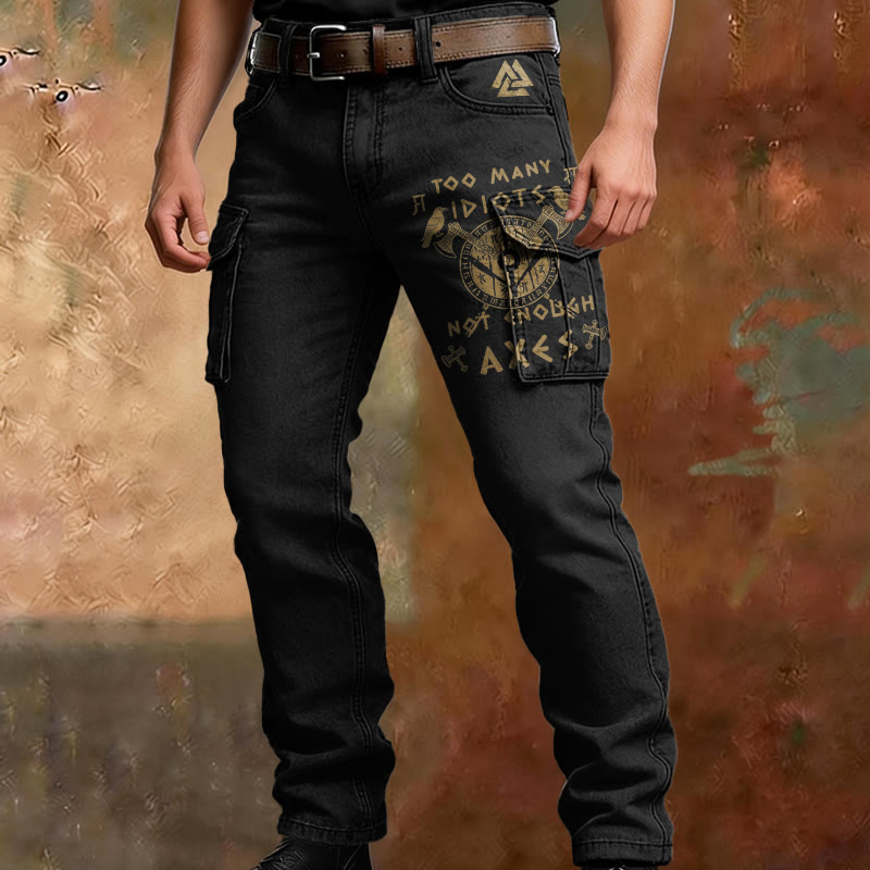 WorldNorse Viking Valknut Axe Rune Cargo Pants - image 1