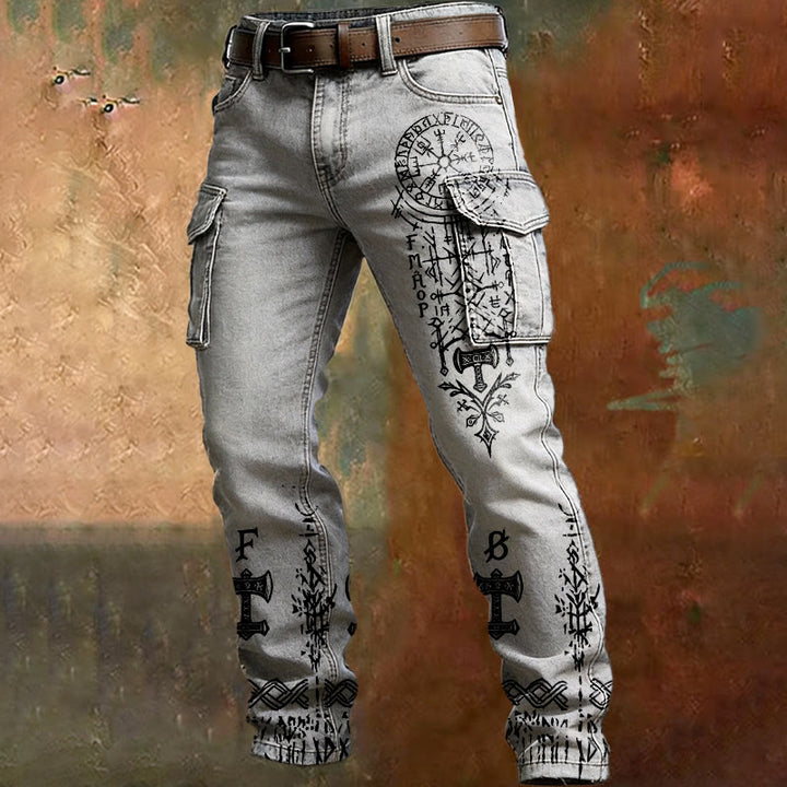 WorldNorse Norse Rune Yggdrasil Cargo Pants - White - US/UK/AU50，EU60 (5XL) - image 2