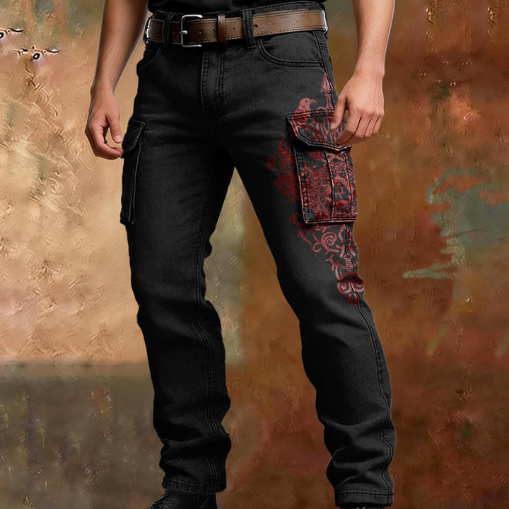 WorldNorse Viking Red Raven Rune Cargo Pants - image 3