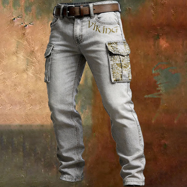 WorldNorse Viking Vegvisir Rune Pocket Cargo Pants - White - US/UK/AU50，EU60 (5XL) - image 2