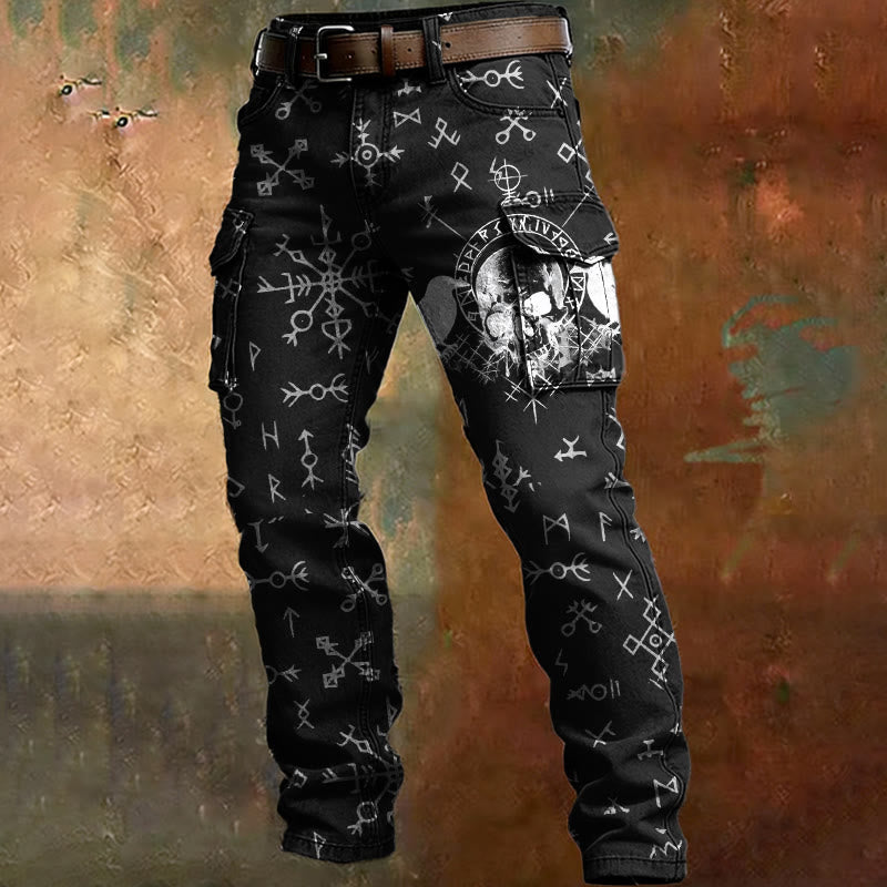 WorldNorse Viking Raven Skull Cargo Pants - Black - US/UK/AU50，EU60 (5XL) - image 2