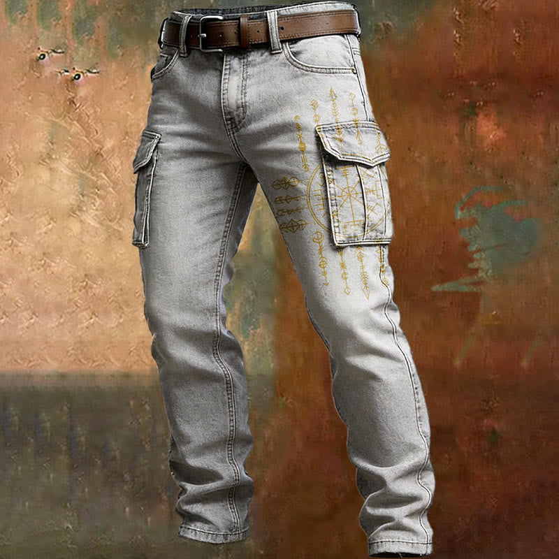 WorldNorse Norse Sacred Compass Vegvisir Cargo Pants - White - US/UK/AU50，EU60 (5XL) - image 2