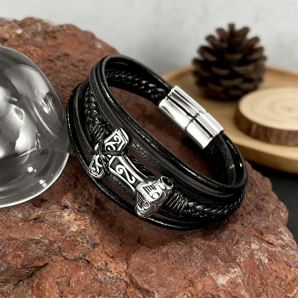 WorldNorse Mjolnir Leather Braided Bracelet - image 3