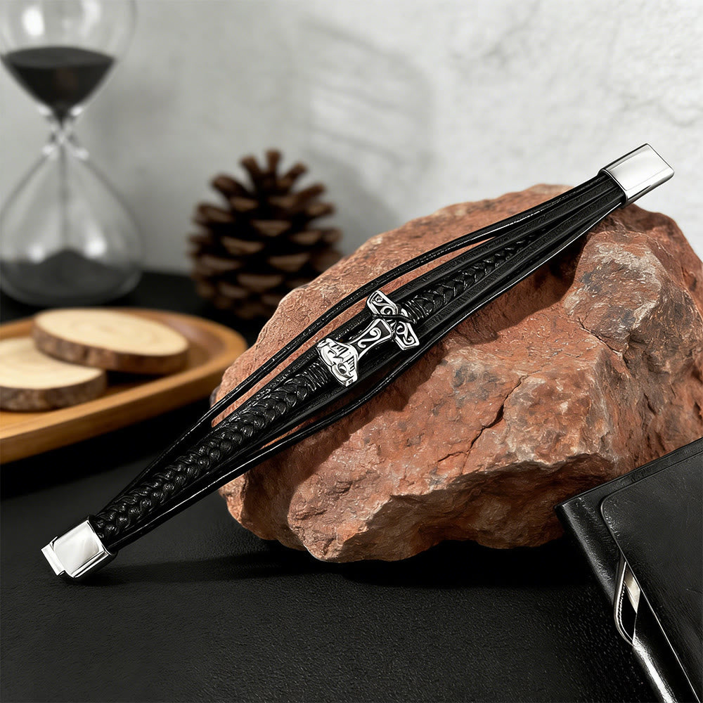 WorldNorse Mjolnir Leather Braided Bracelet - image 7