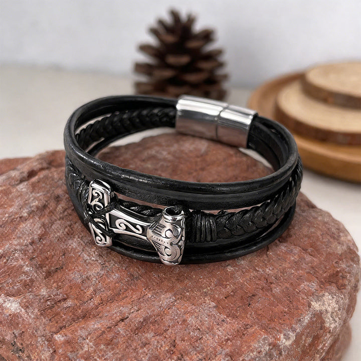WorldNorse Mjolnir Leather Braided Bracelet - image 5