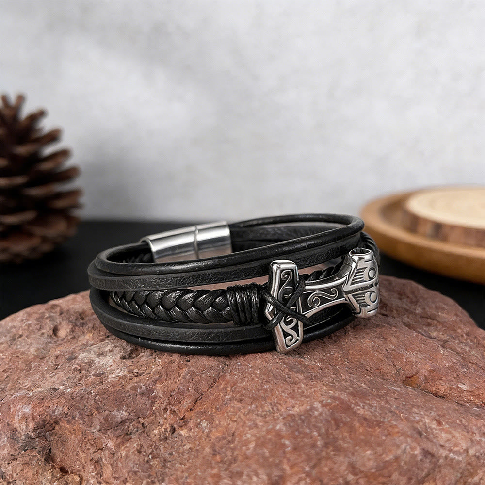 WorldNorse Mjolnir Leather Braided Bracelet - image 4