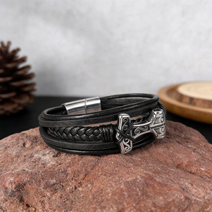 WorldNorse Mjolnir Leather Braided Bracelet - image 4