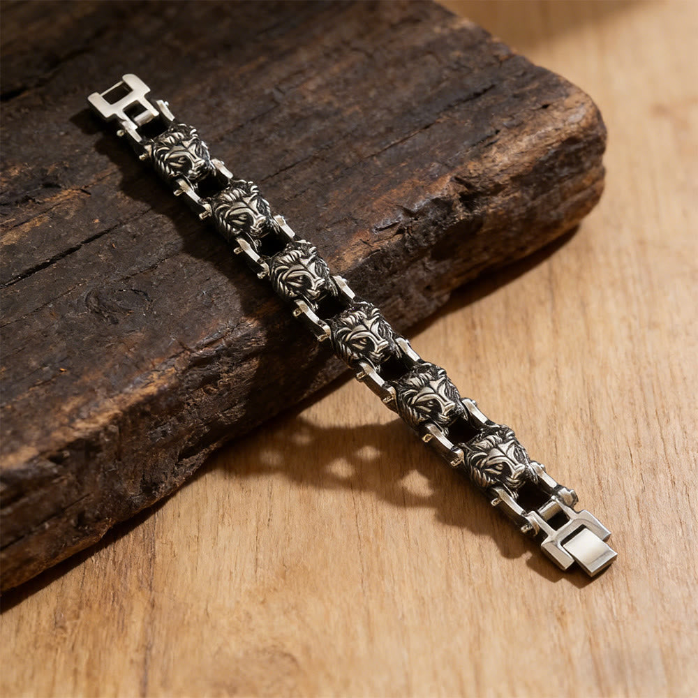 WorldNorse Forged Screw Skull Link Bracelet - Lion - image 7