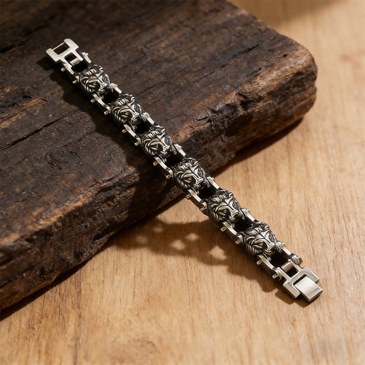 WorldNorse Forged Screw Skull Link Bracelet - Lion - image 7