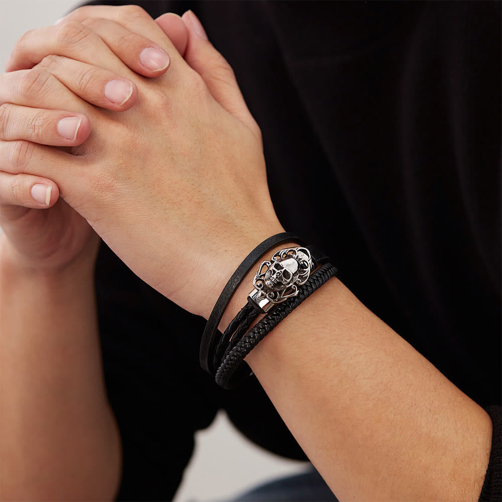 WorldNorse Valhalla Skull Braided Bracelet - image 1