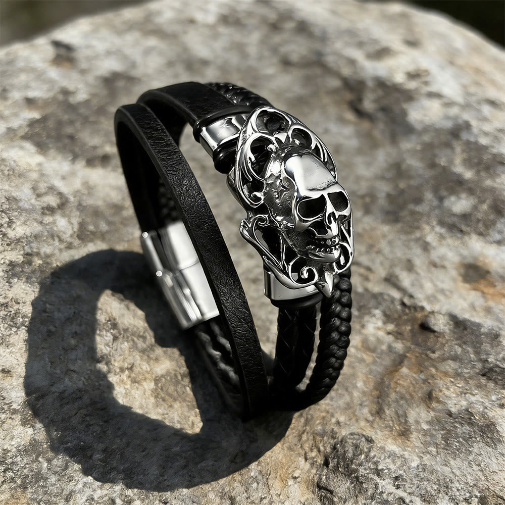 WorldNorse Valhalla Skull Braided Bracelet - Skull - image 0