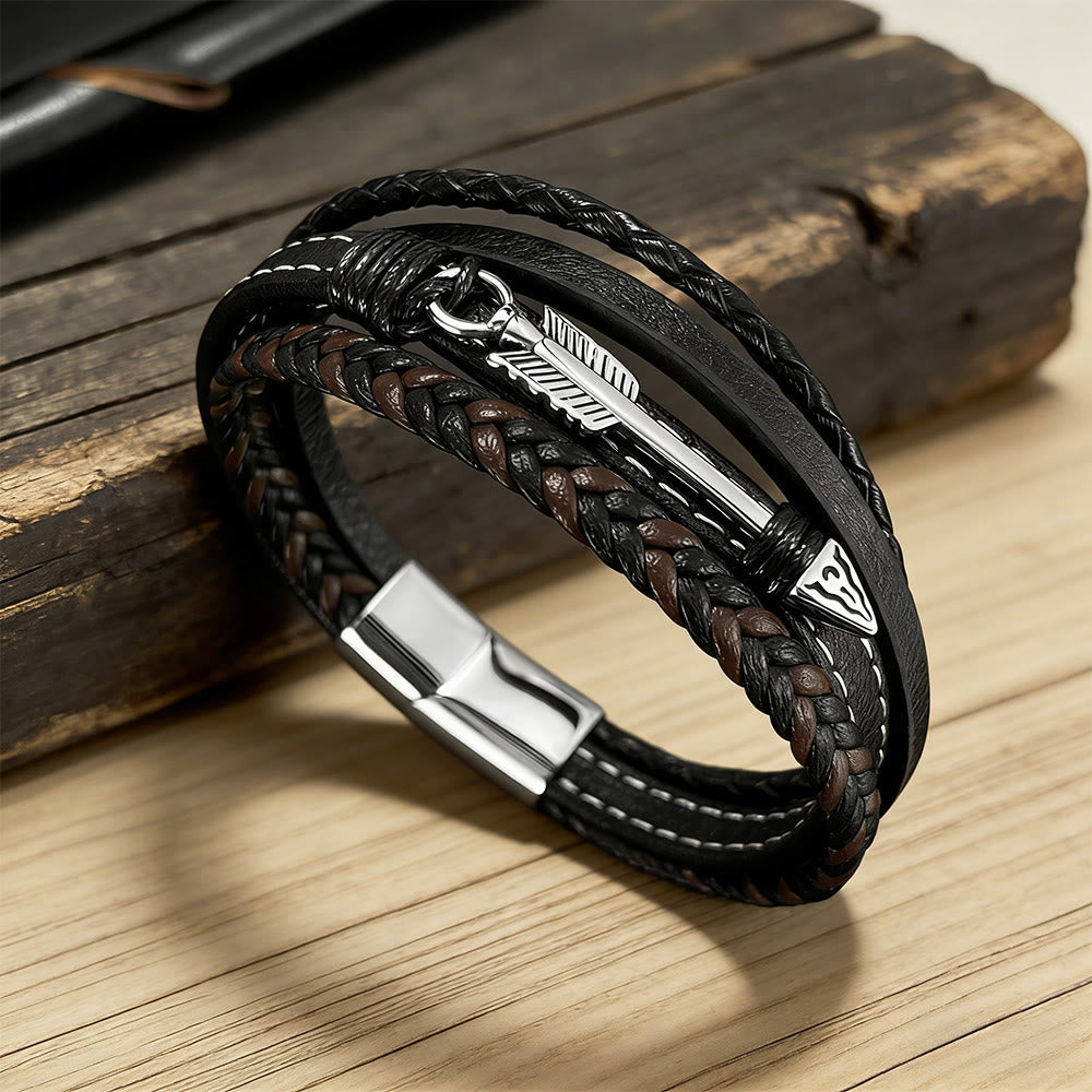 WorldNorse Polished Arrowhead Leather Bracelet - Feather Arrow - image 0