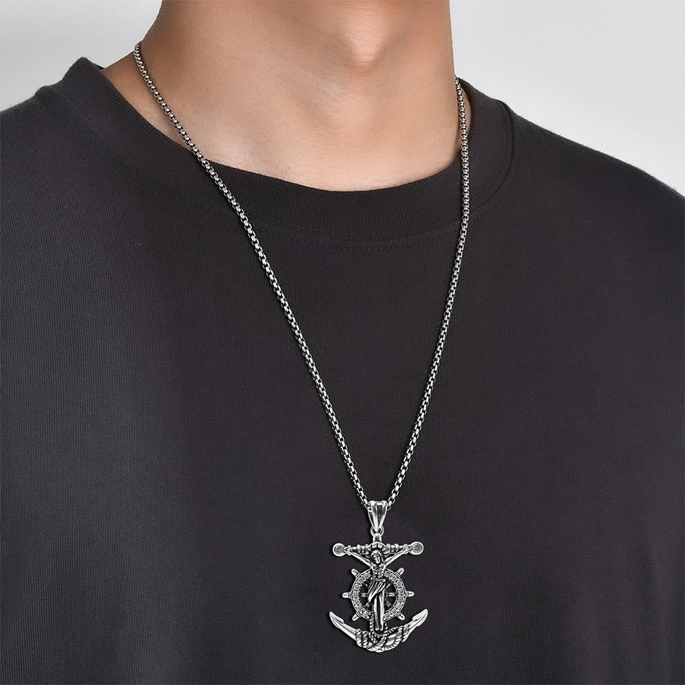 WorldNorse Nautical Crux Anchor Wheel Necklace - image 4