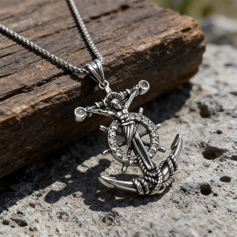 WorldNorse Nautical Crux Anchor Wheel Necklace - Anchor - image 0