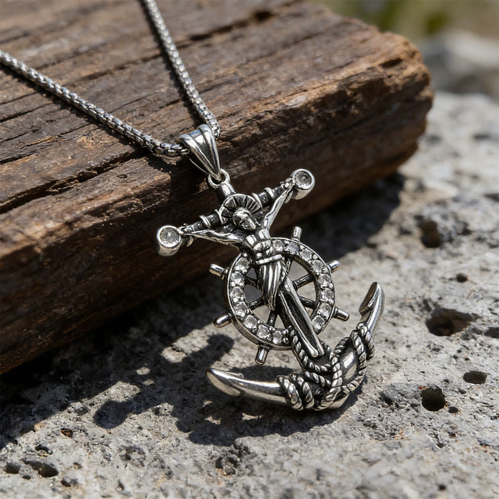 WorldNorse Nautical Crux Anchor Wheel Necklace - Anchor - image 0