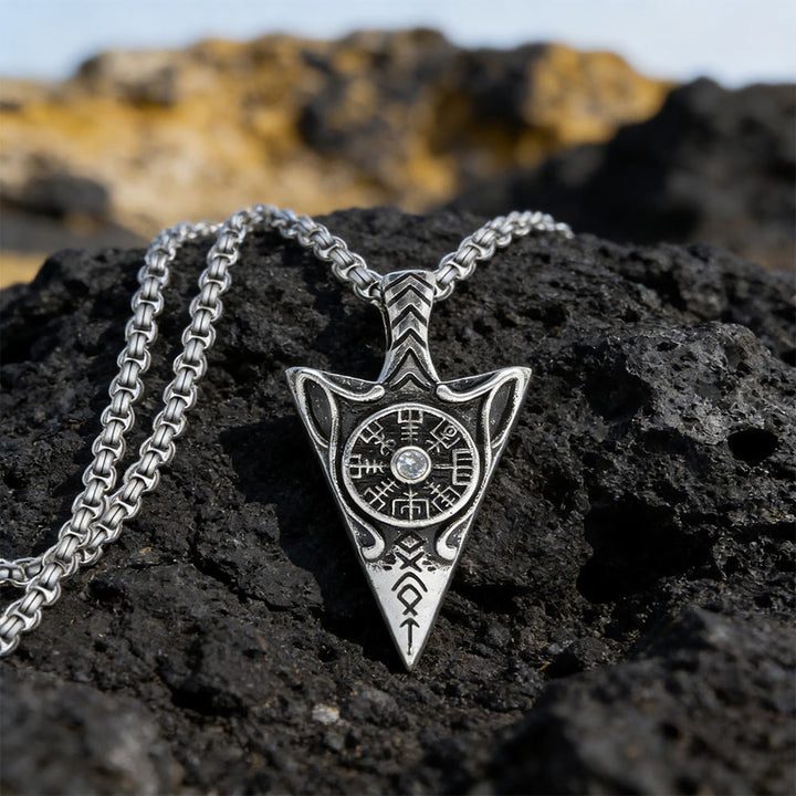 WorldNorse Forged Spearhead Vegvisir Necklace - Vegvisir - image 0