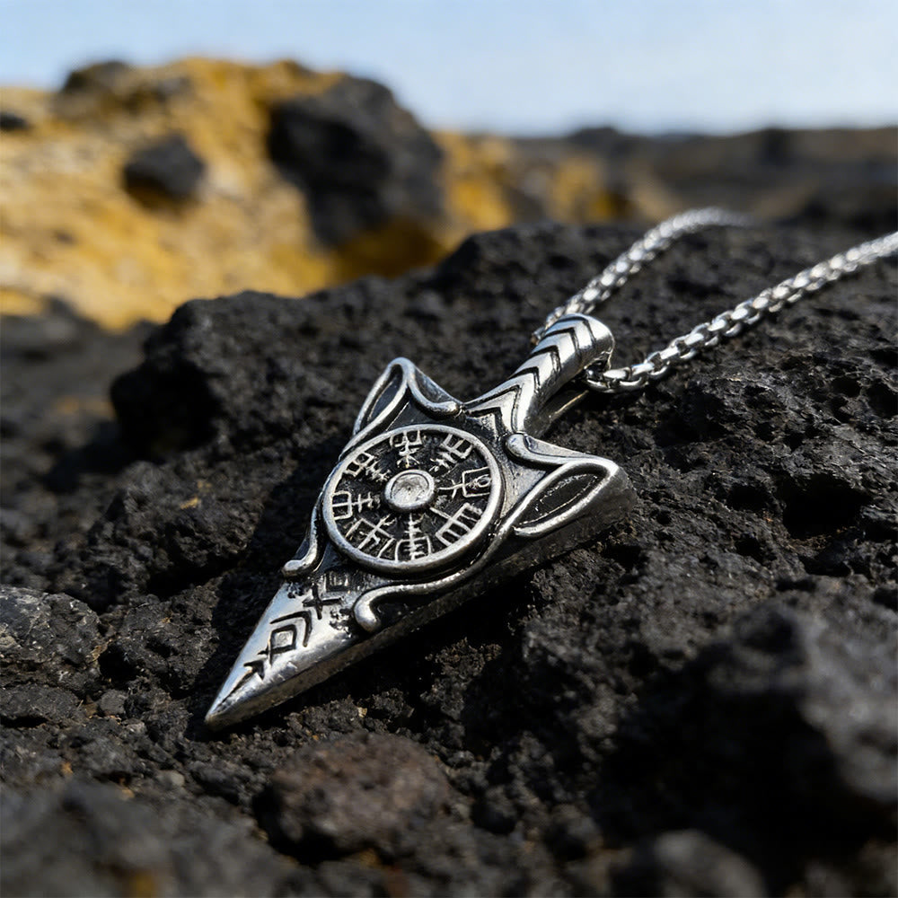 WorldNorse Forged Spearhead Vegvisir Necklace - image 3