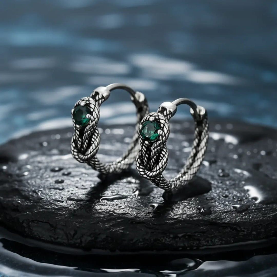 FREE Today: Cubic Zircon Snake Knot Hoop Earrings - Green - image 0