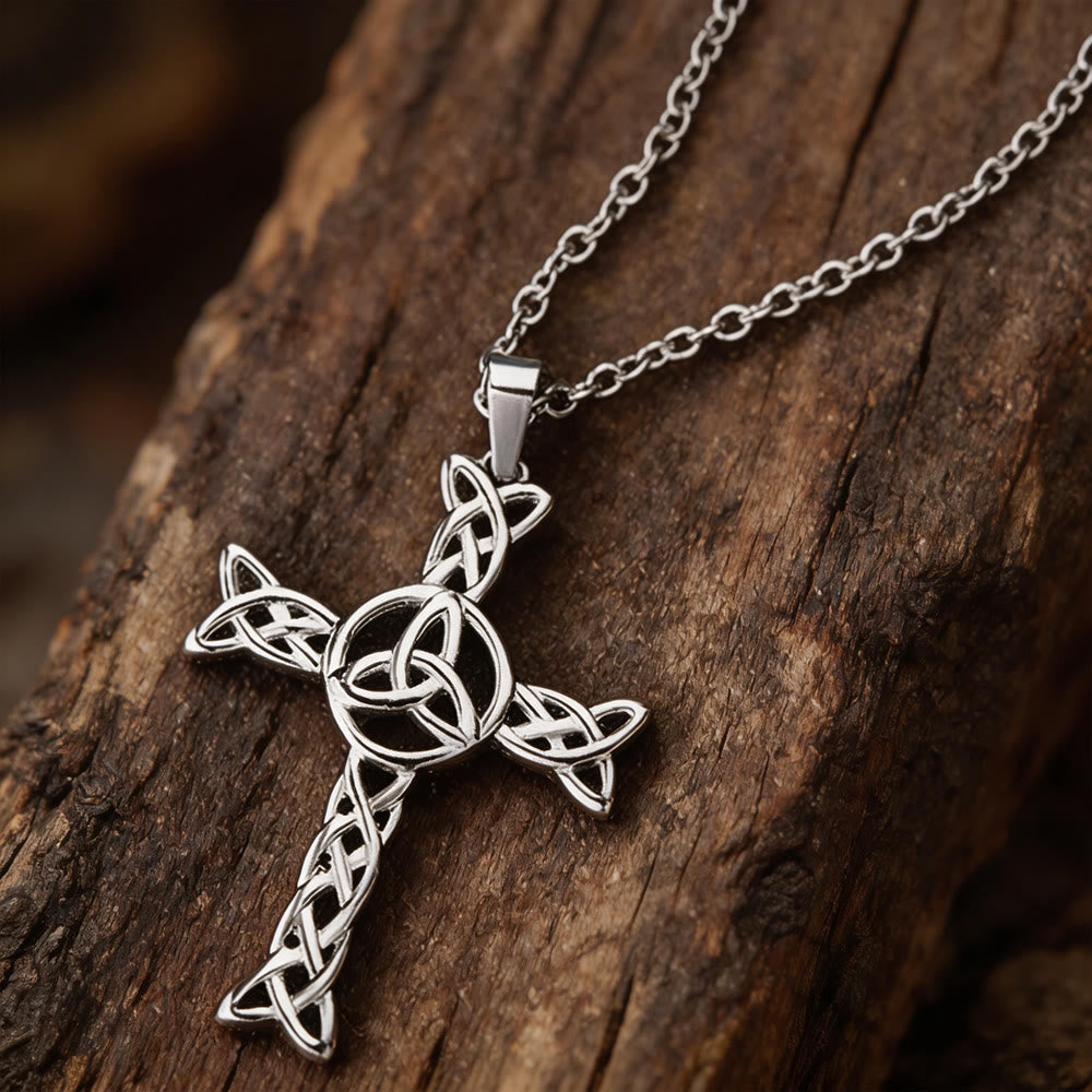 FREE Today: Stainless Steel Celtic Knot Cross Necklace - Silver - image 1