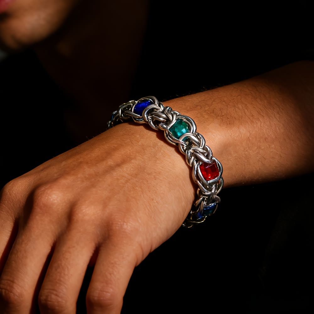 FREE Today: Stainless Steel Chainmail Colorful Beaded Bracelet - Colourful - image 0