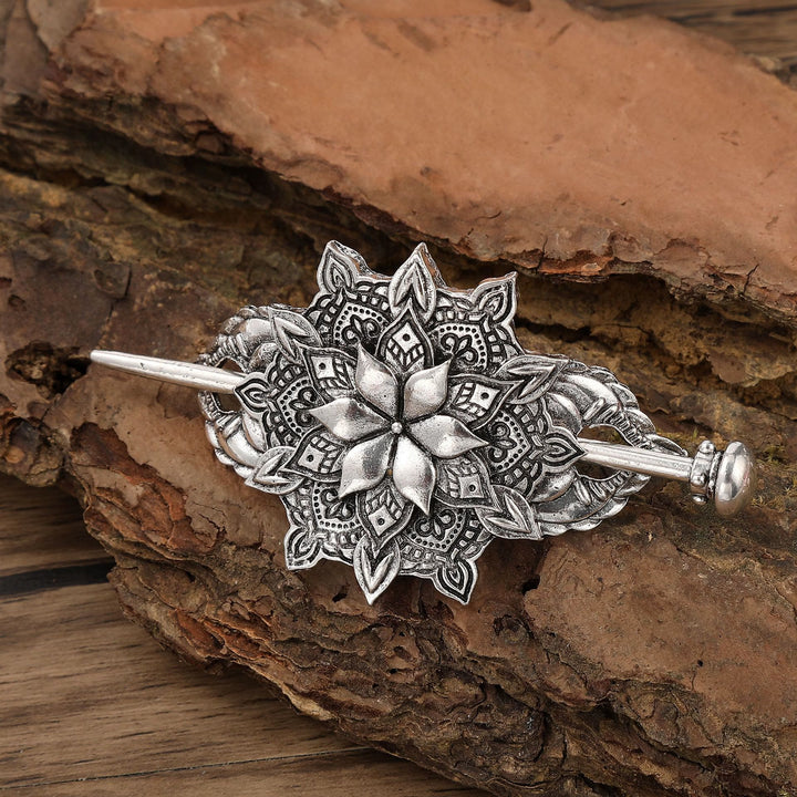 WorldNorse Sacred Knot Floral Hairpin - Round - image 2