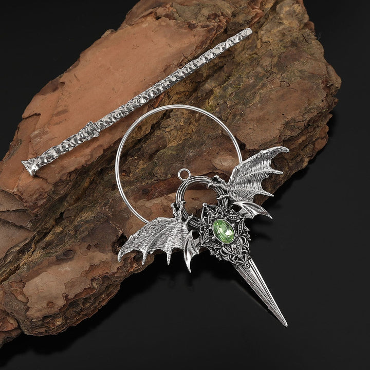 WorldNorse Wyrmclaw Winged Knot Hairpin - Green - image 2