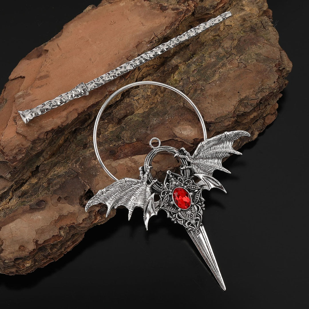 WorldNorse Wyrmclaw Winged Knot Hairpin - Red - image 4