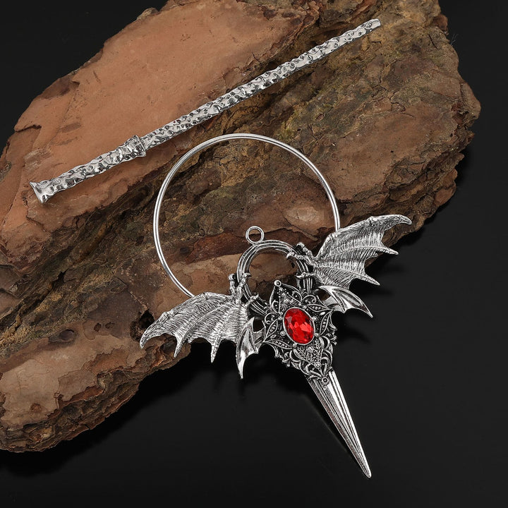 WorldNorse Wyrmclaw Winged Knot Hairpin - Red - image 4