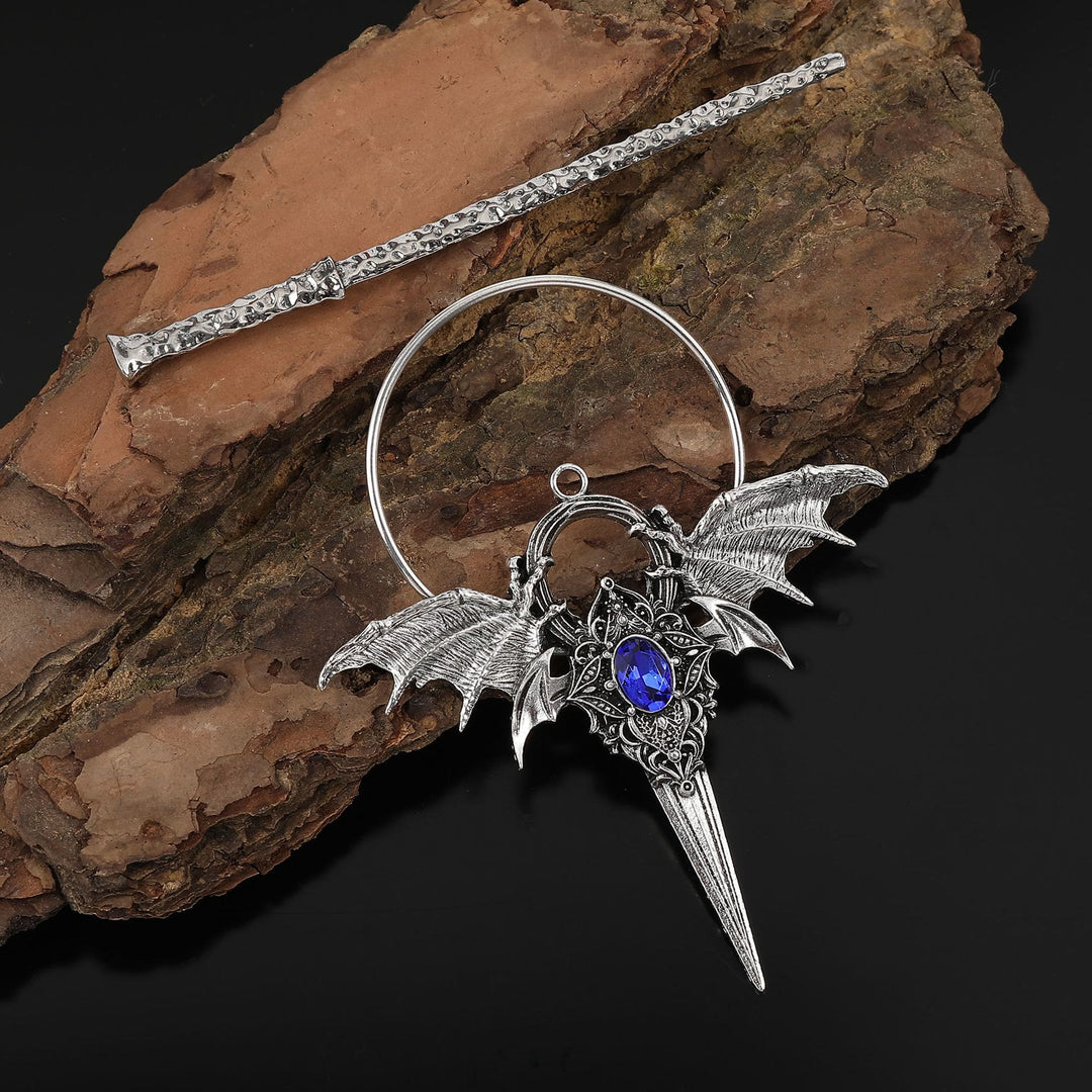 WorldNorse Wyrmclaw Winged Knot Hairpin - Blue - image 0