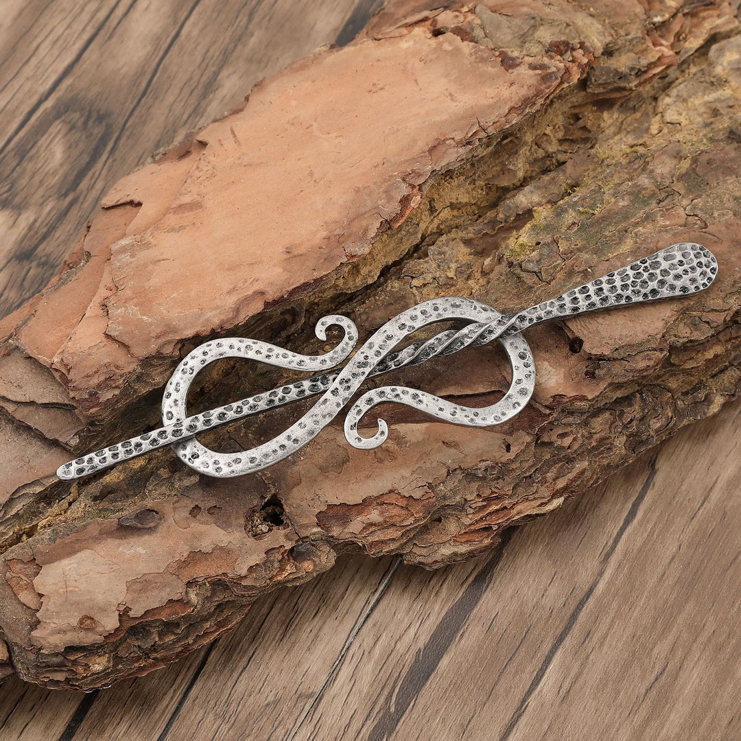 WorldNorse Nordic Textured Infinity Knot Hairpin - Grey - image 0