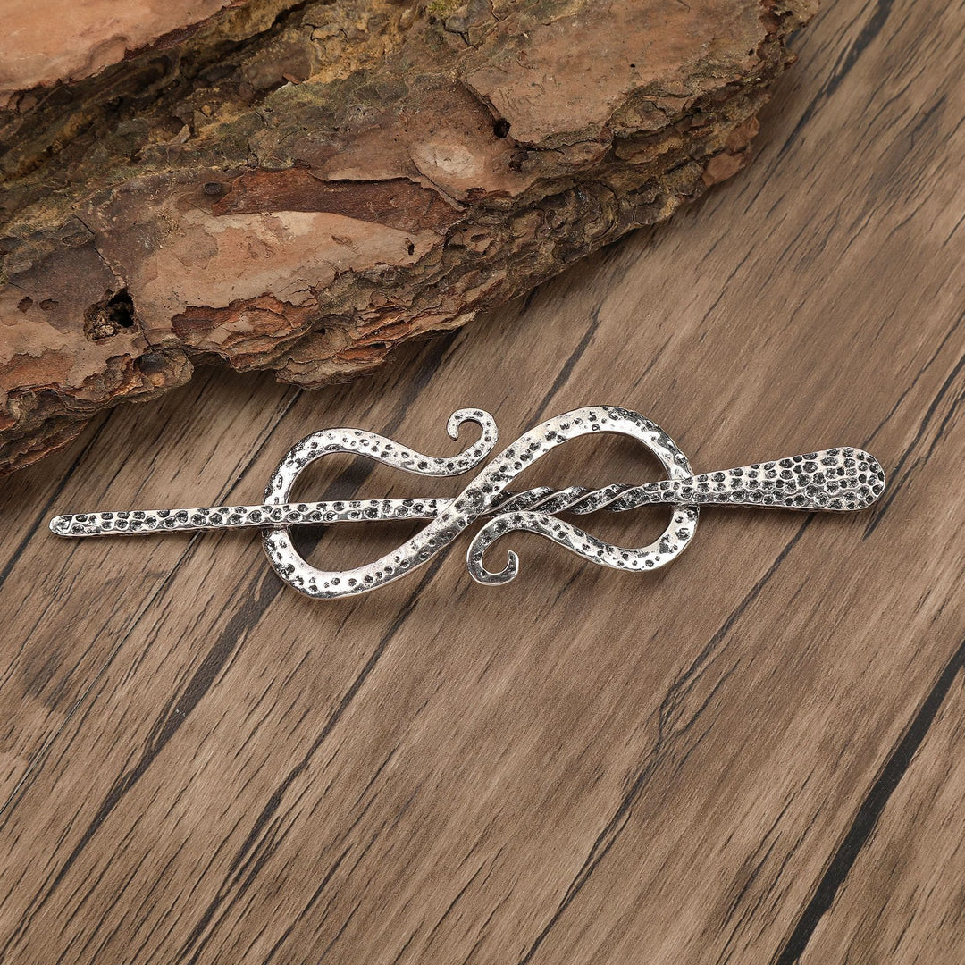 WorldNorse Nordic Textured Infinity Knot Hairpin - Silver - image 2