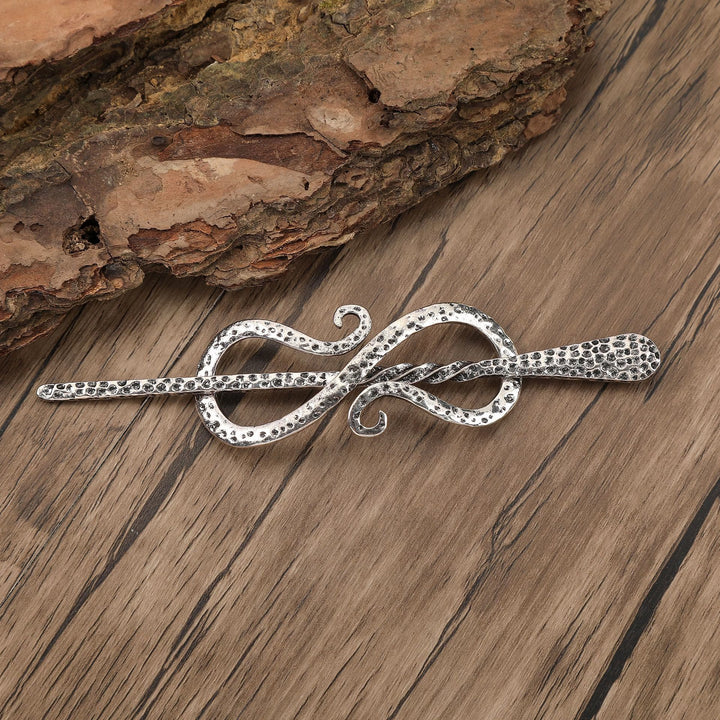 WorldNorse Nordic Textured Infinity Knot Hairpin - Silver - image 2