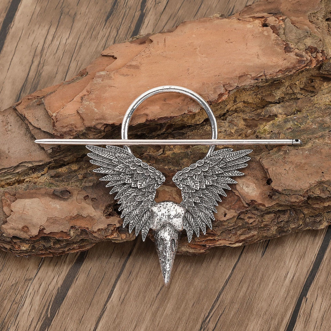 WorldNorse Viking Raven Skull Wing Hairpin - Raven - image 0