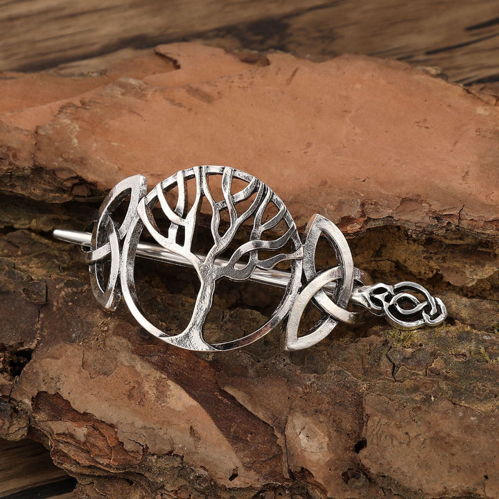 WorldNorse Tree of Life Triquetra Hairpin - Flower - image 1
