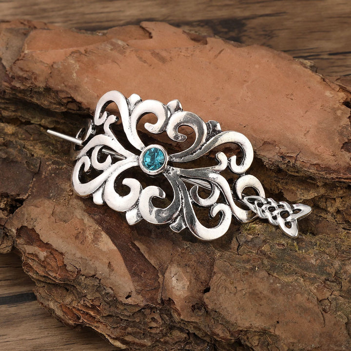WorldNorse Viking Ornate Gemstone Hairpin - Blue - Knot - image 2