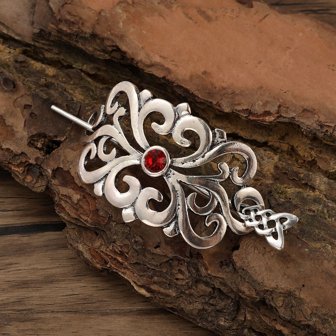 WorldNorse Viking Ornate Gemstone Hairpin - Red - Knot - image 6