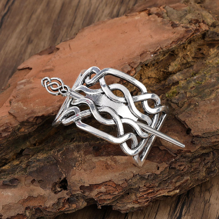 WorldNorse Nordic Woven Shield Celtic Hairpin - Flower - image 2