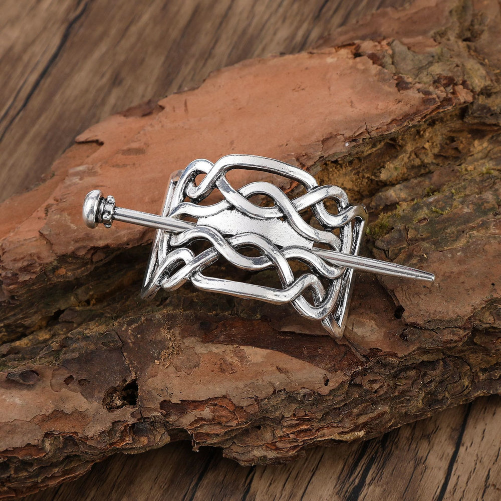 WorldNorse Nordic Woven Shield Celtic Hairpin - Round - image 1