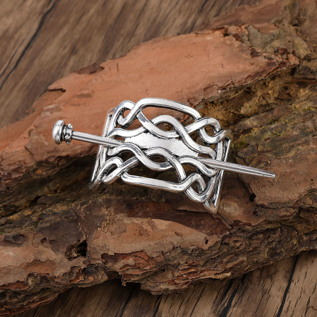 WorldNorse Nordic Woven Shield Celtic Hairpin - Round - image 1