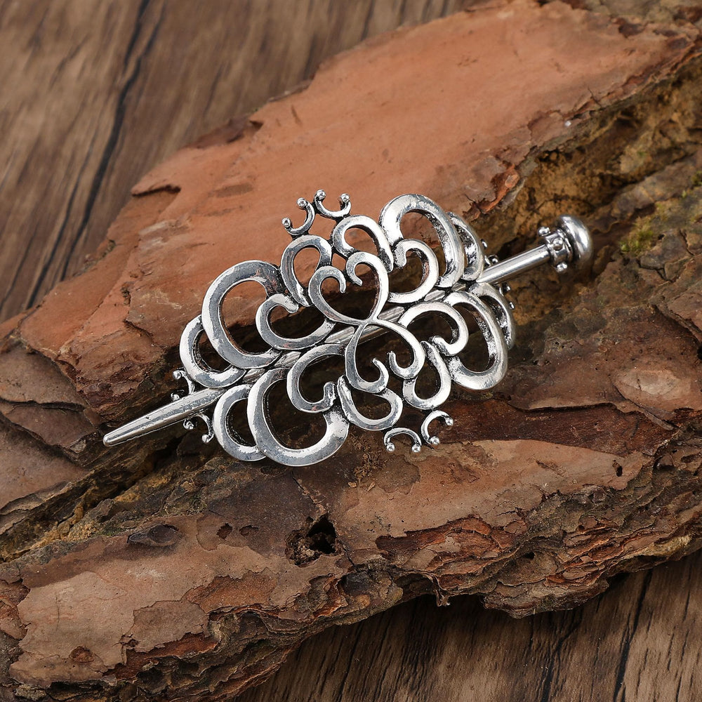 WorldNorse Swirl Knot Looped Heart Hairpin - Round - image 1