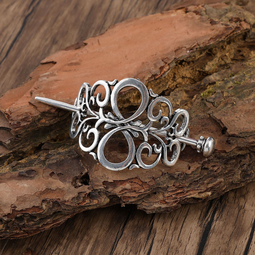 WorldNorse Nordic Floral Scrollwork Hairpin - Round - image 1
